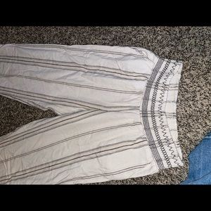 Small, white and cream striped pants from Maurice’s.